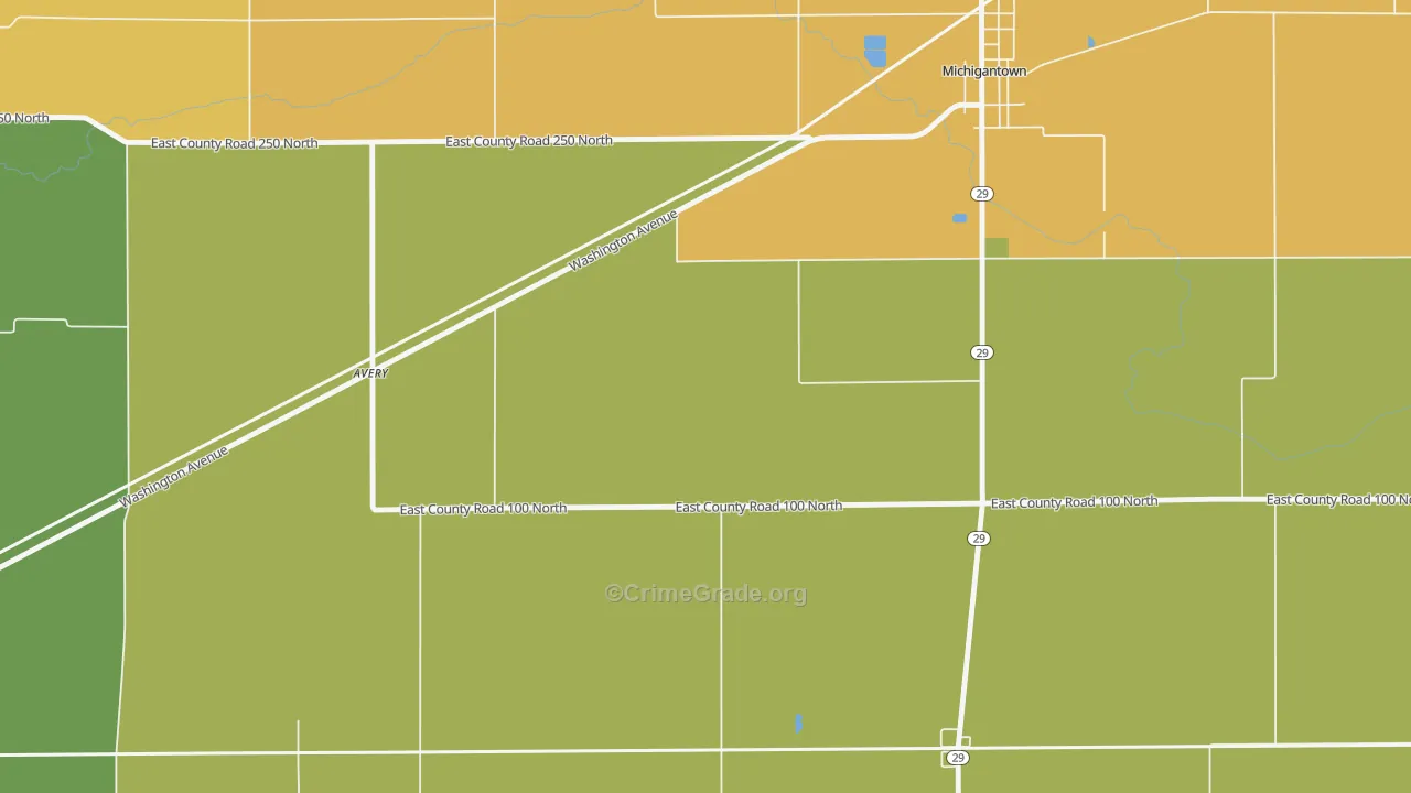 Avery, IN Map of Vandalism Rates