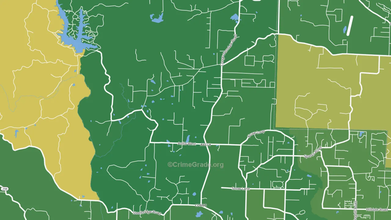 Avilla, AR Map of Vandalism Rates