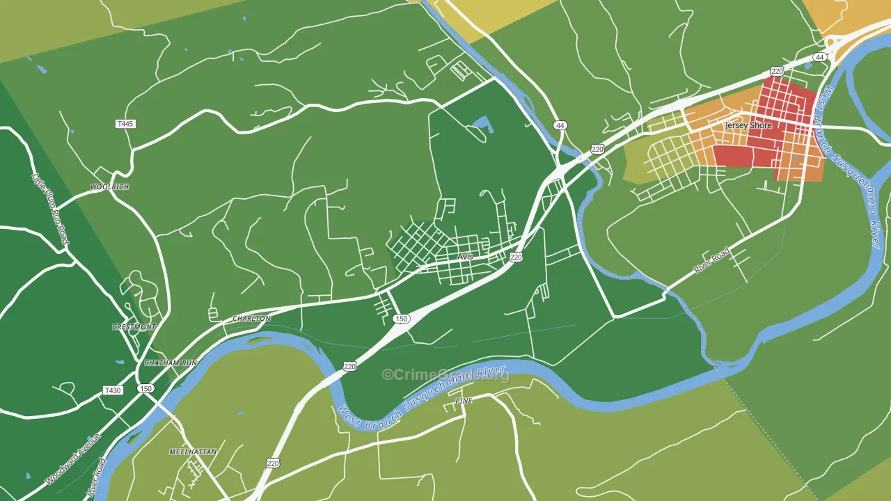 Avis, PA Map of Vandalism Rates