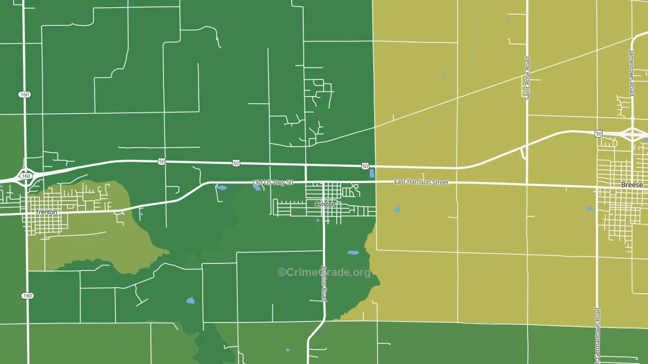 Aviston, IL Map of Vandalism Rates