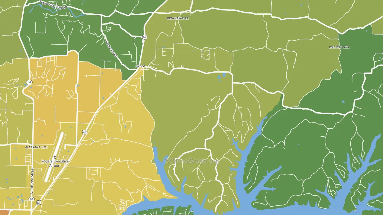 Avoca, AR Map of Vandalism Rates