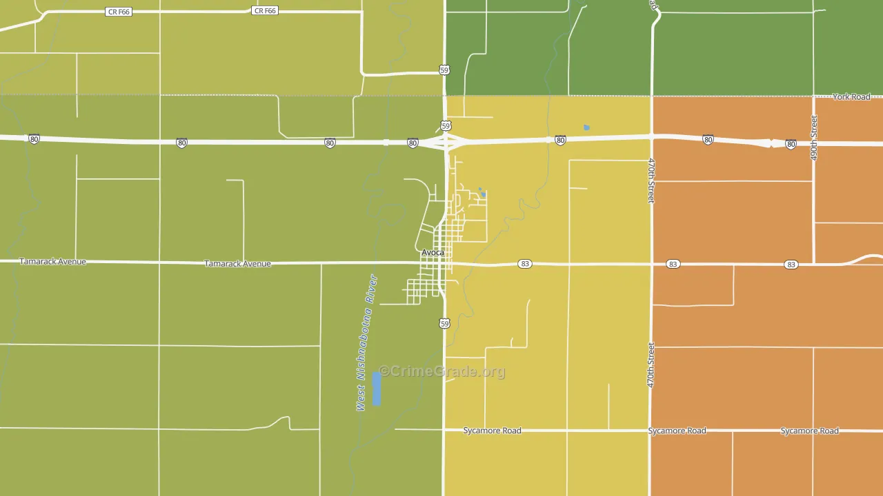 Avoca, IA Map of Vandalism Rates