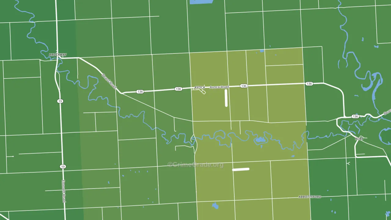 Avoca, MI Map of Vandalism Rates