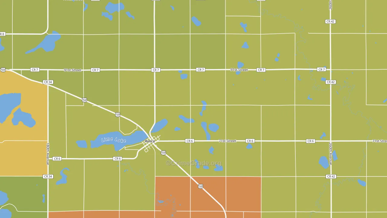 Avoca, MN Map of Vandalism Rates
