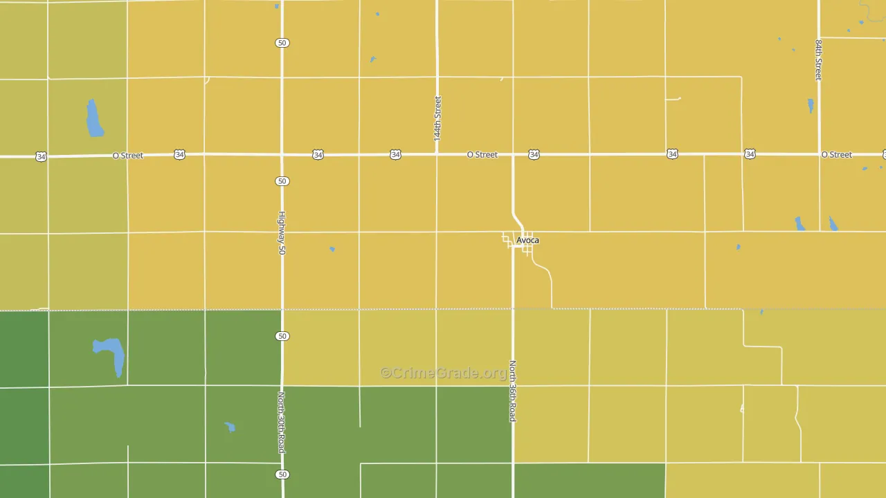 Avoca, NE Map of Vandalism Rates