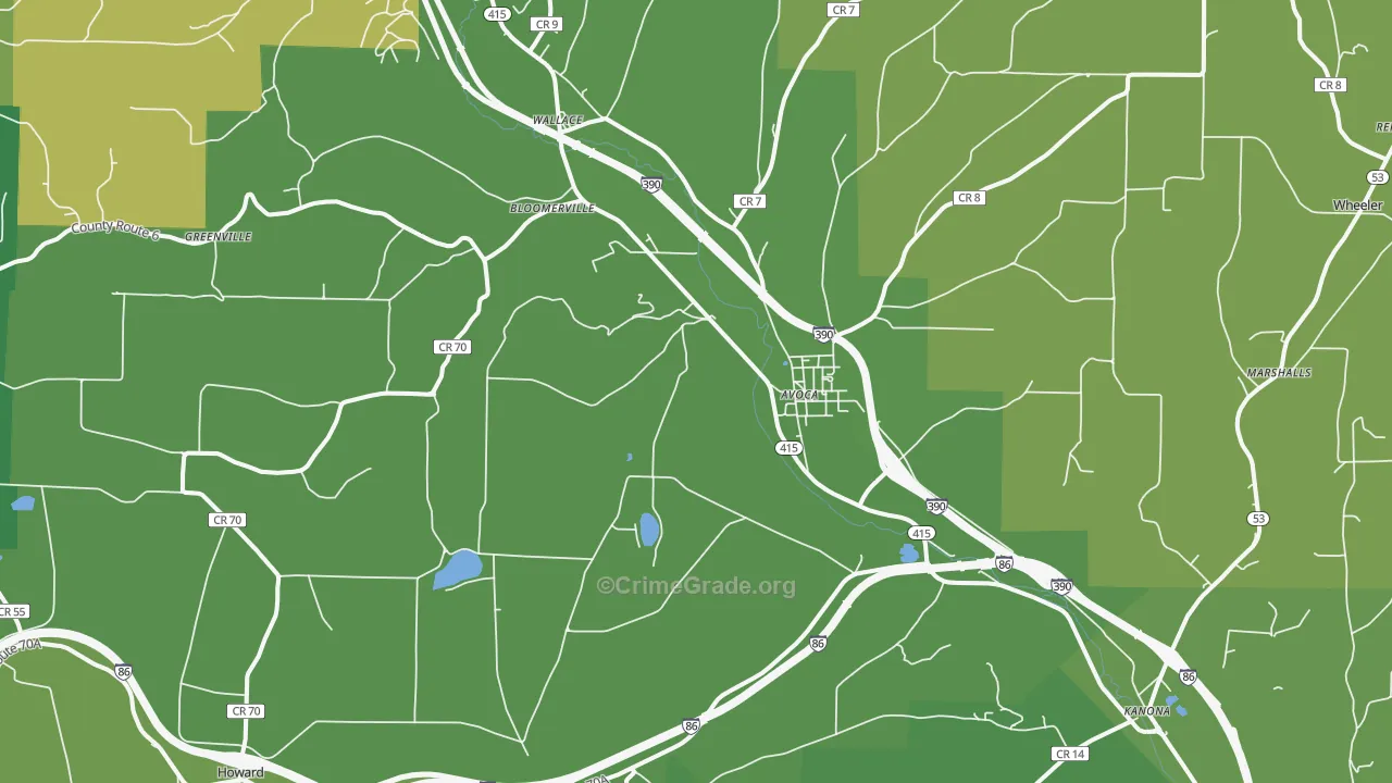 Avoca, NY Map of Vandalism Rates