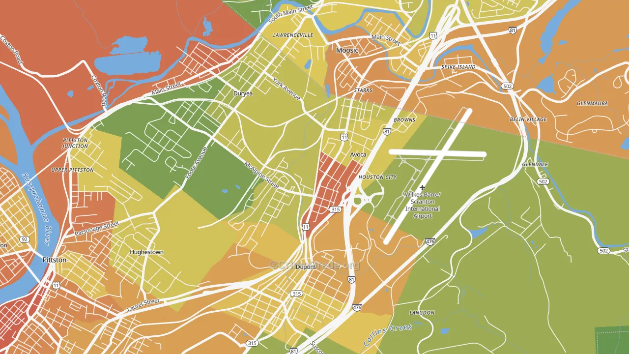 Avoca, PA Map of Vandalism Rates