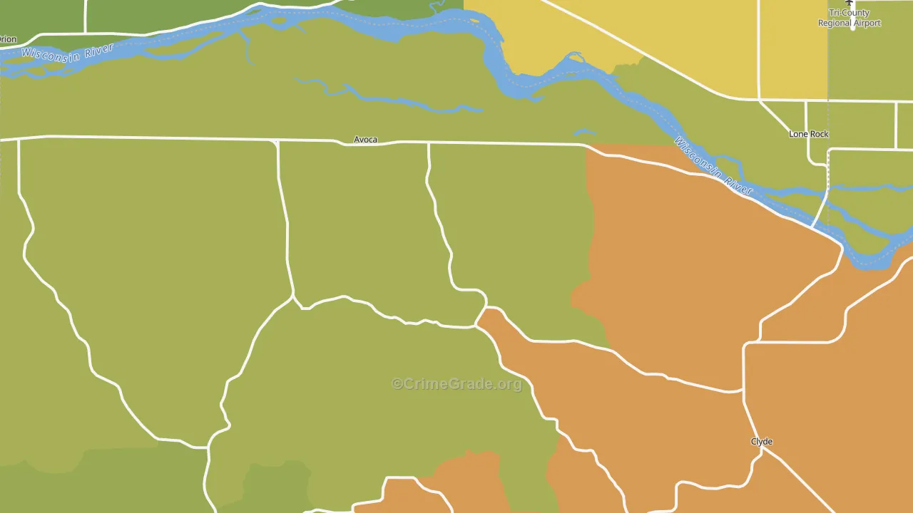 Avoca, WI Map of Vandalism Rates