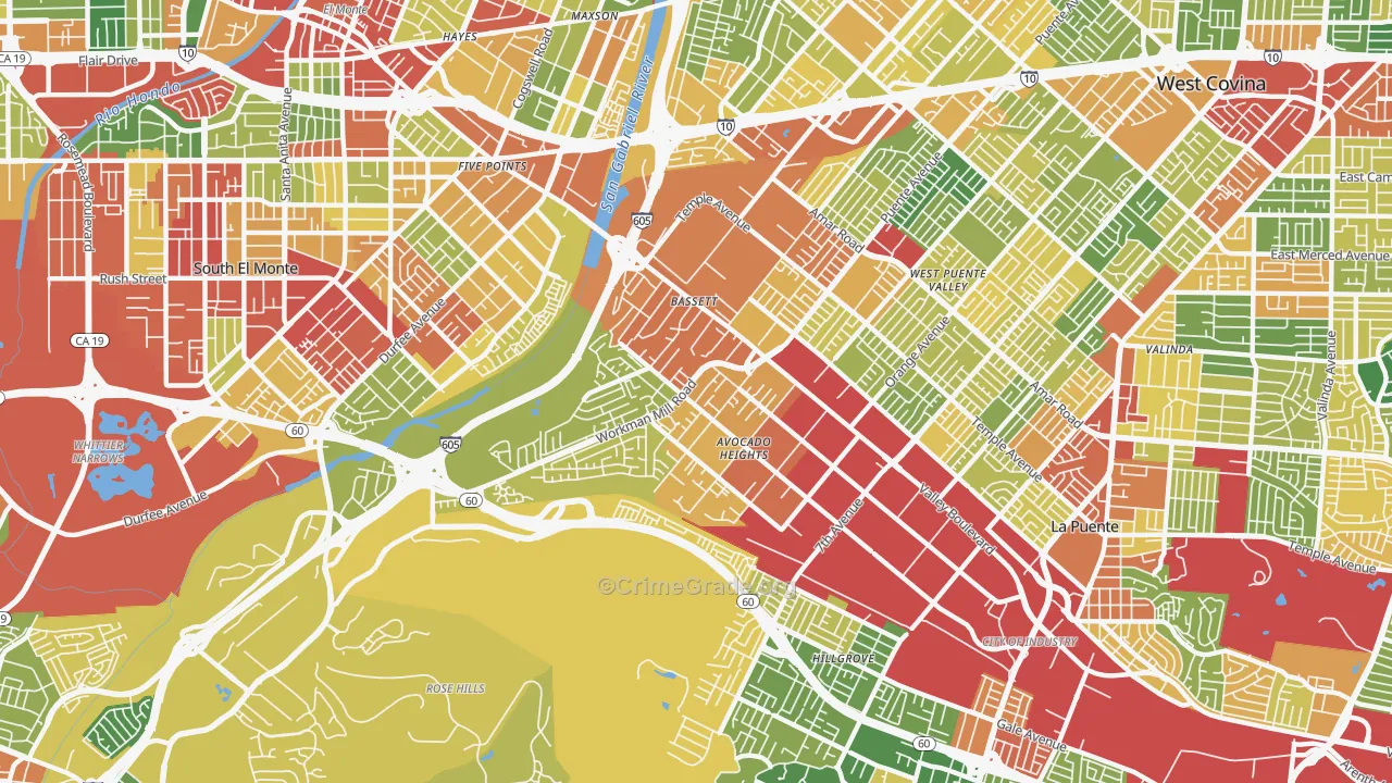 Avocado Heights, CA Map of Vandalism Rates
