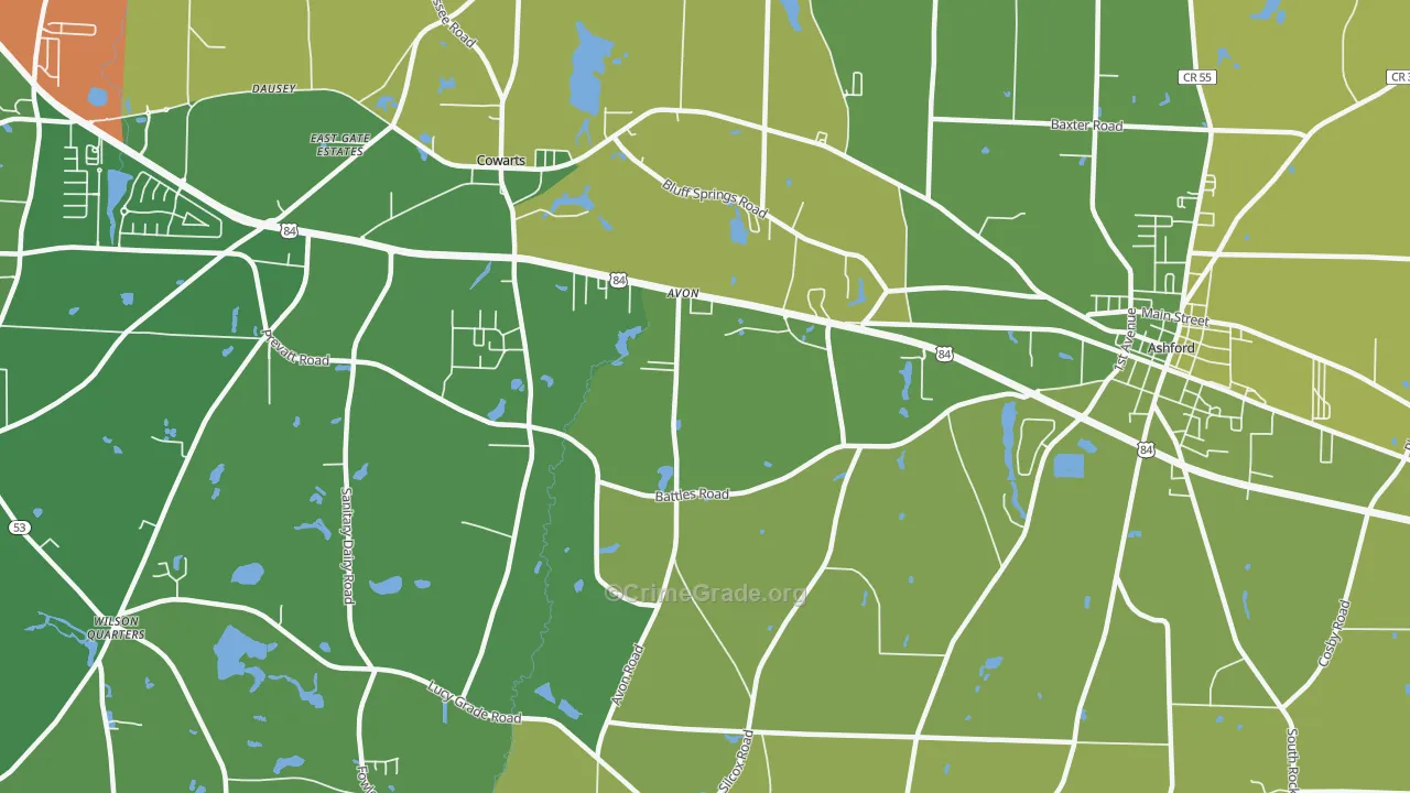 Avon, AL Map of Vandalism Rates