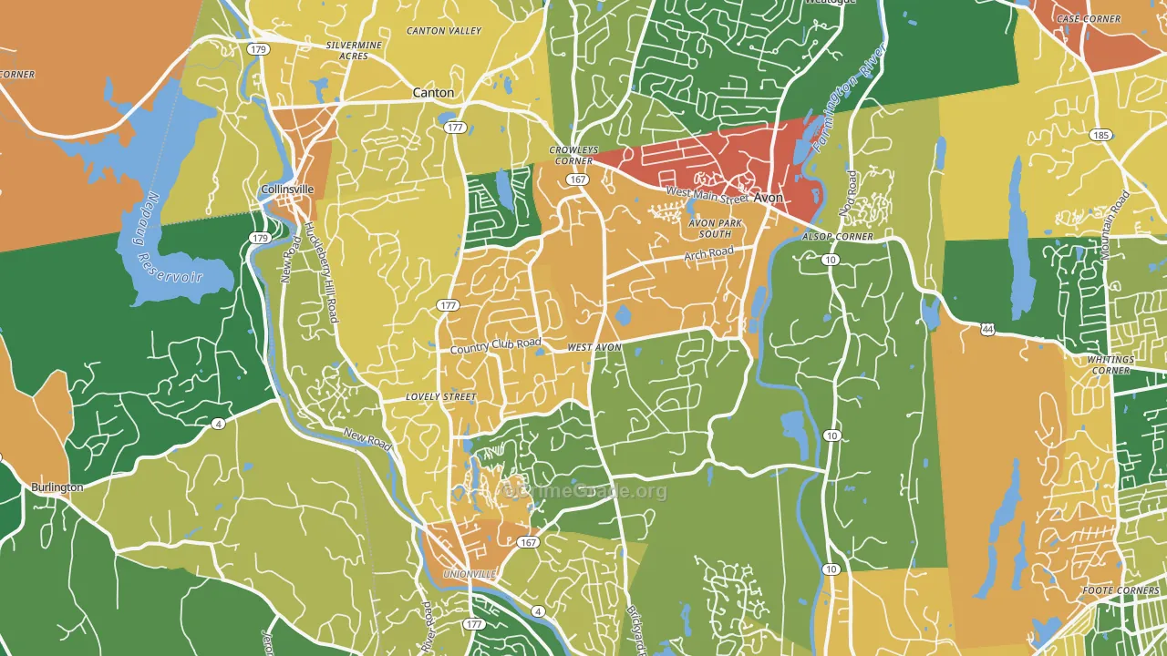 Avon, CT Map of Vandalism Rates