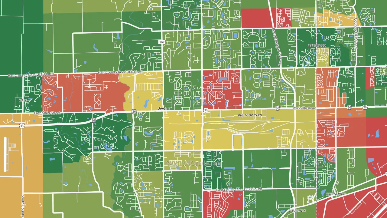 Avon, IN Map of Vandalism Rates