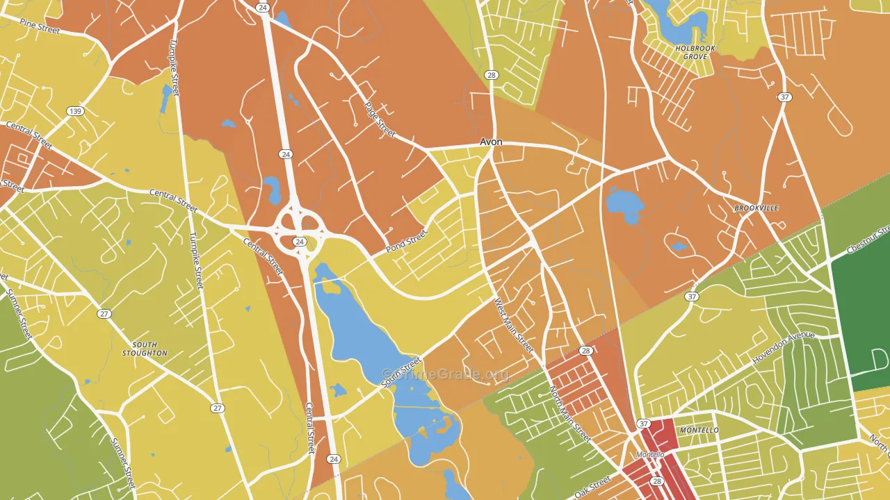 Avon, MA Map of Vandalism Rates