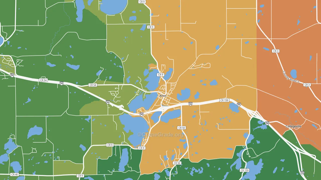 Avon, MN Map of Vandalism Rates