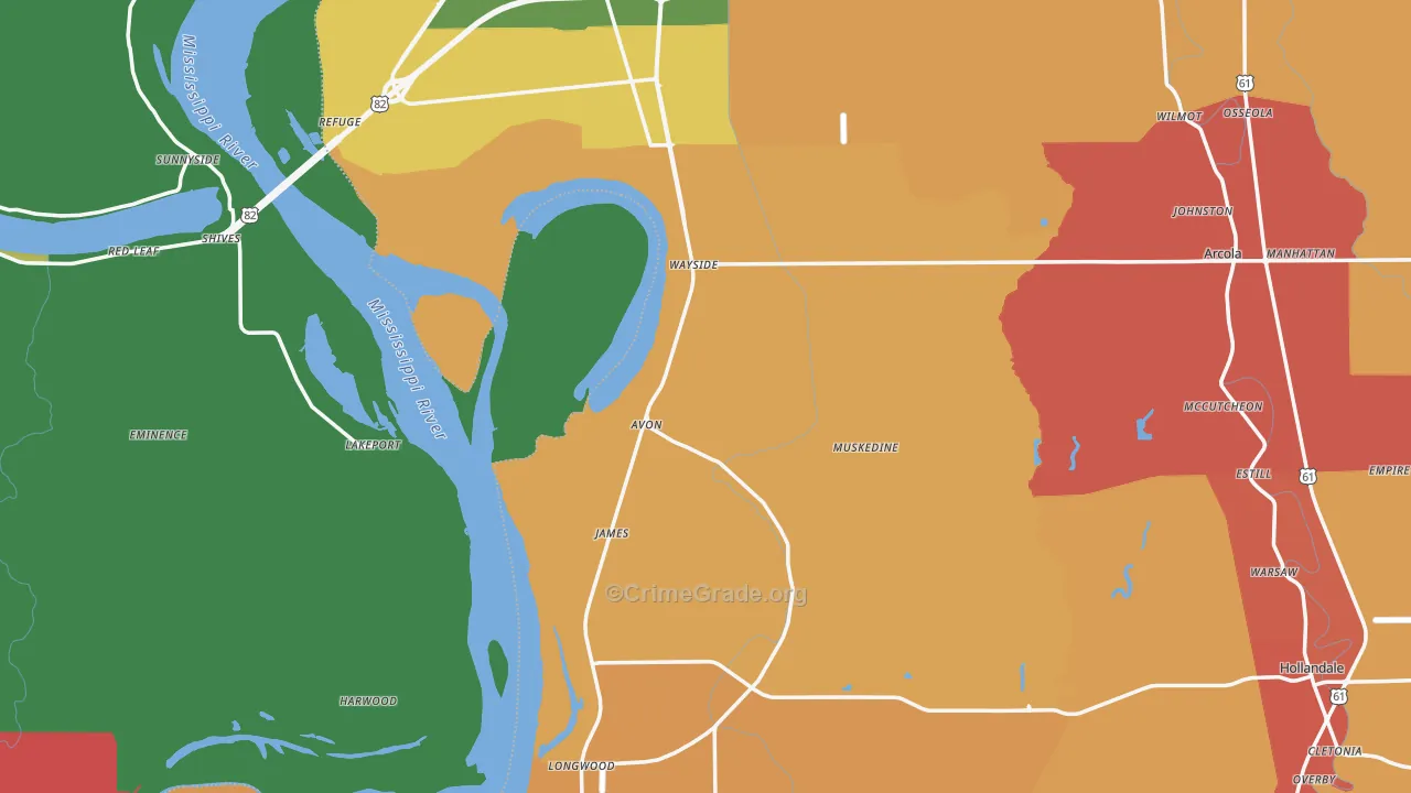 Avon, MS Map of Vandalism Rates