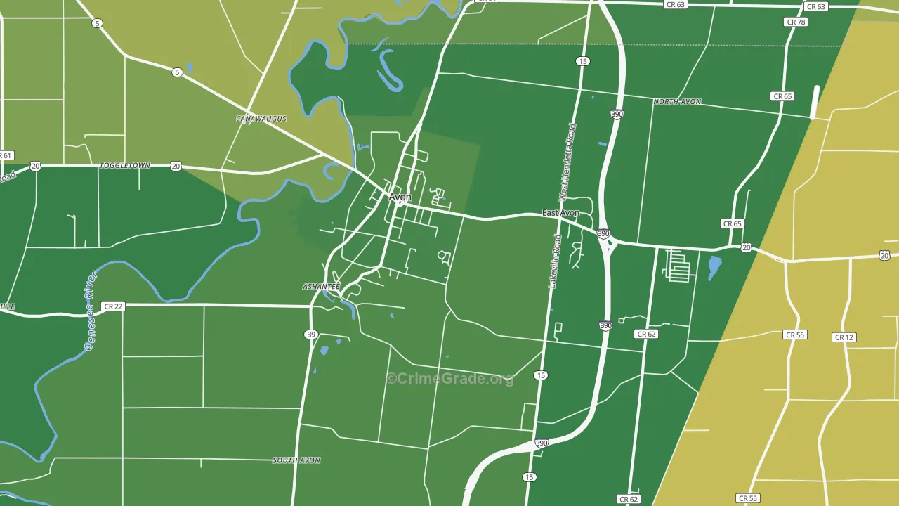 Avon, NY Map of Vandalism Rates