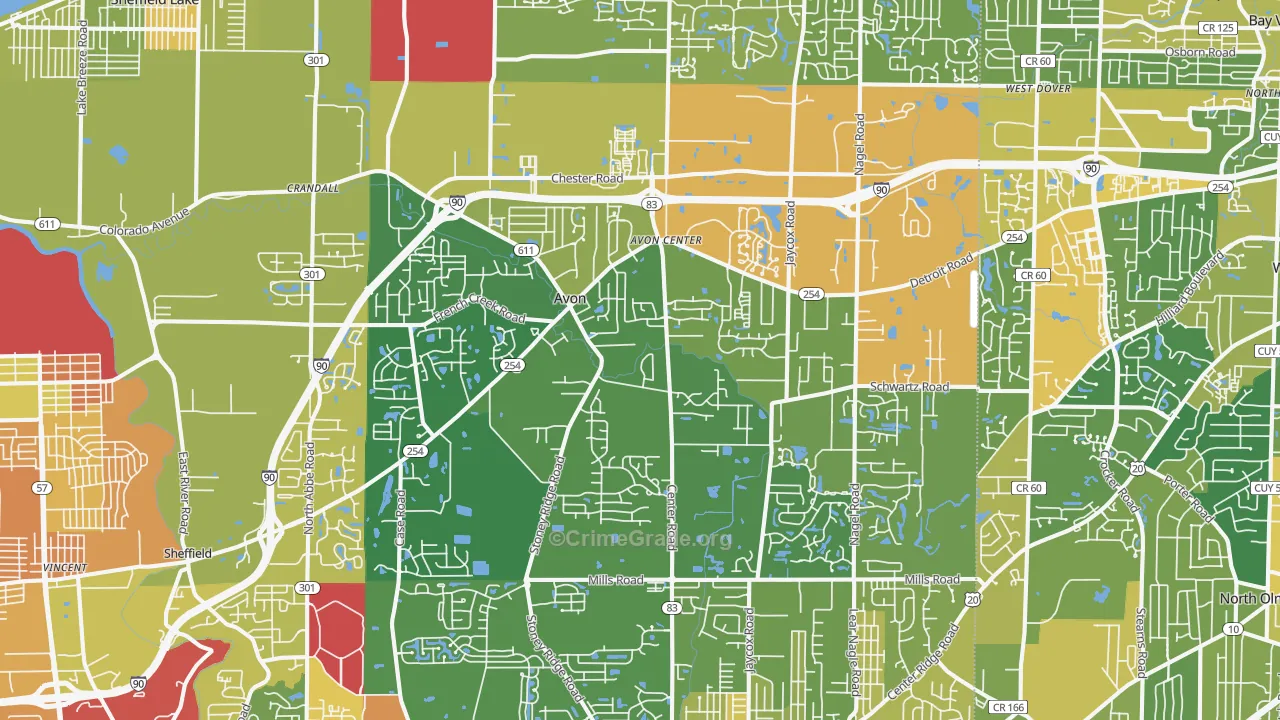 Avon, OH Map of Vandalism Rates