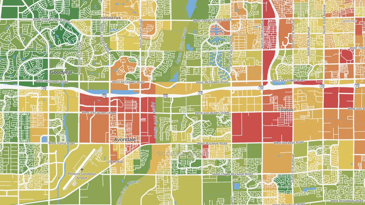 Avondale, AZ Map of Vandalism Rates