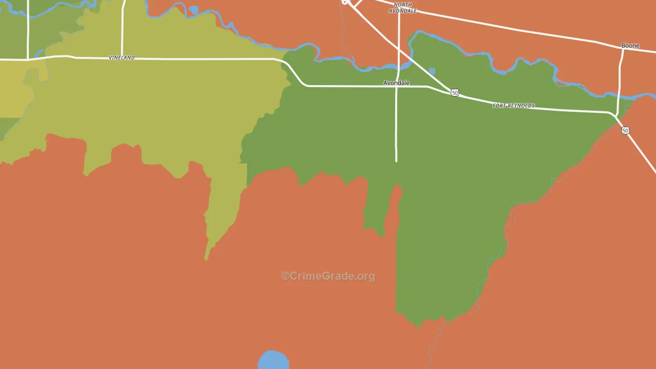 Avondale, CO Map of Vandalism Rates