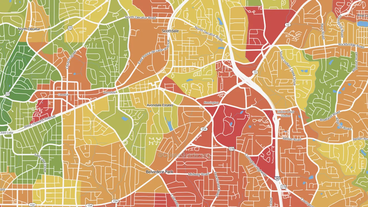 Avondale Estates, GA Map of Vandalism Rates
