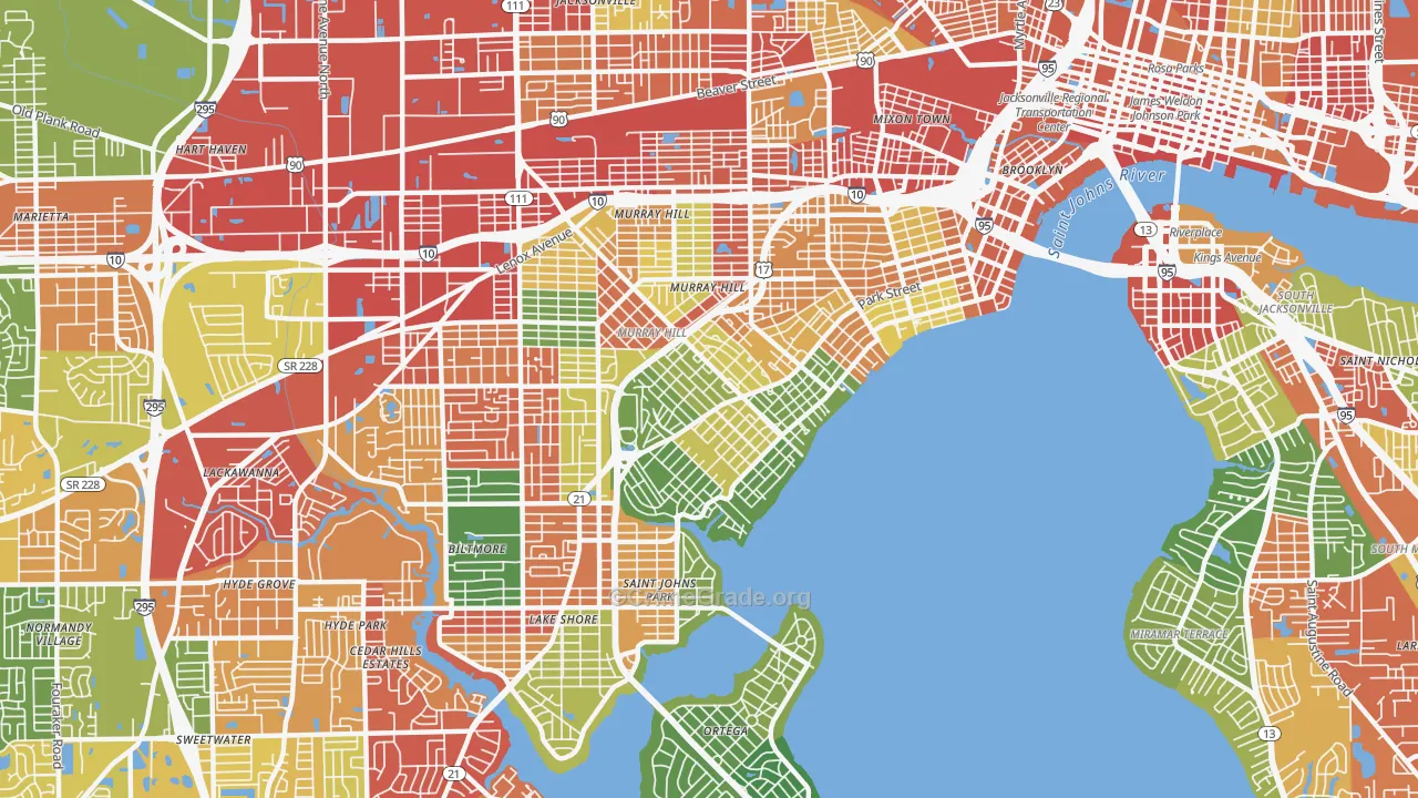 Avondale, Jacksonville, FL Map of Vandalism Rates
