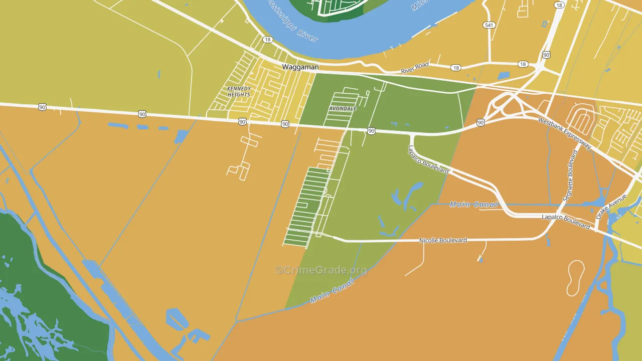 Avondale, LA Map of Vandalism Rates