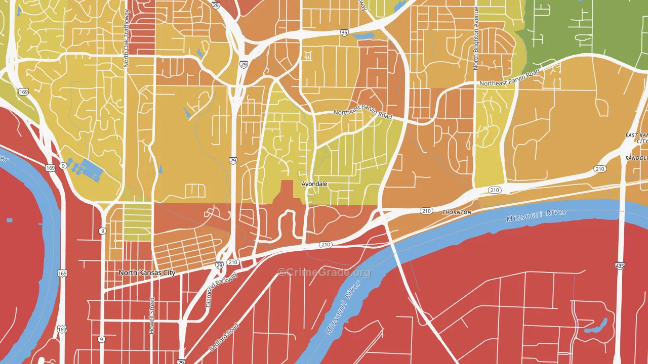 Avondale, MO Map of Vandalism Rates