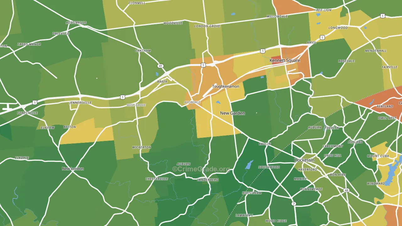 Avondale, PA Map of Vandalism Rates