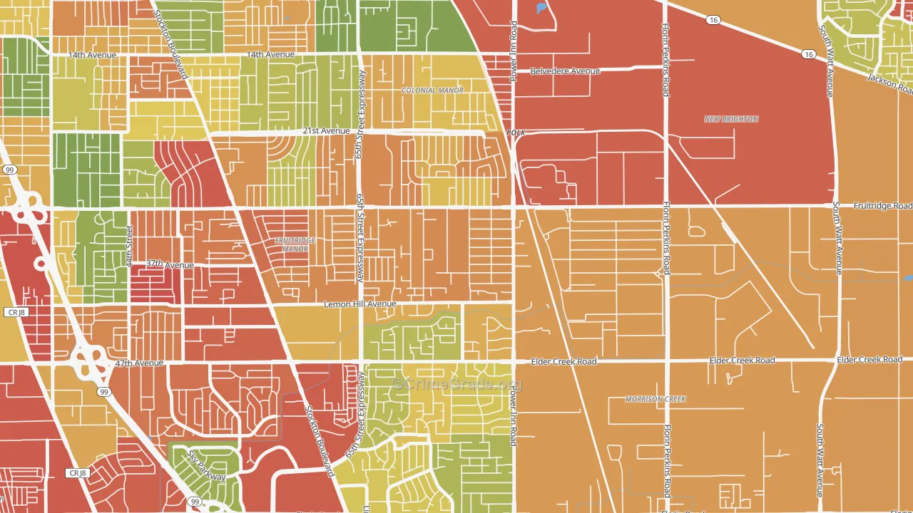 Avondale, Sacramento, CA Map of Vandalism Rates
