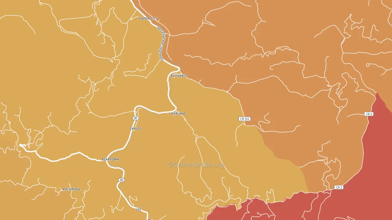 Avondale, WV Map of Vandalism Rates