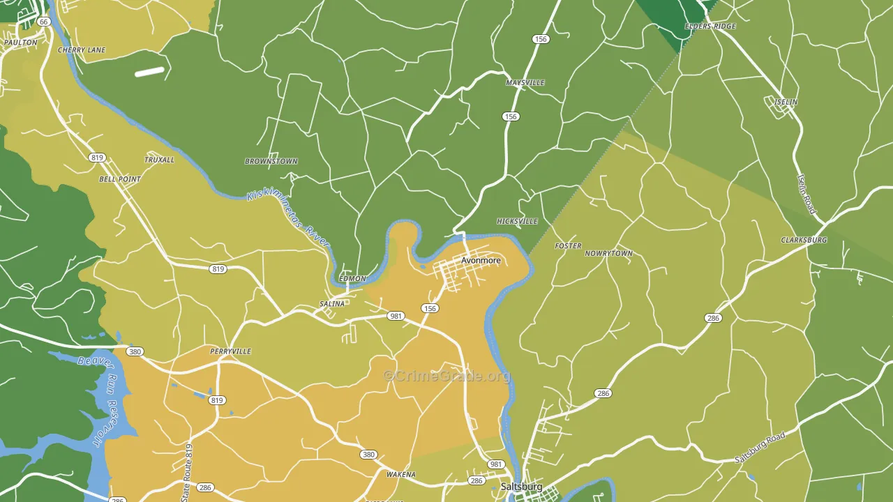 Avonmore, PA Map of Vandalism Rates