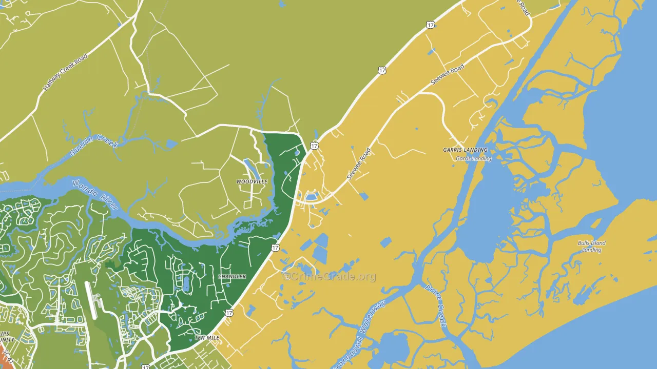 Awendaw, SC Map of Vandalism Rates