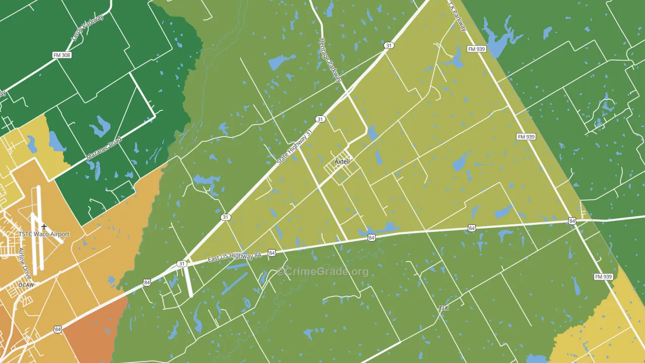 Axtell, TX Map of Vandalism Rates