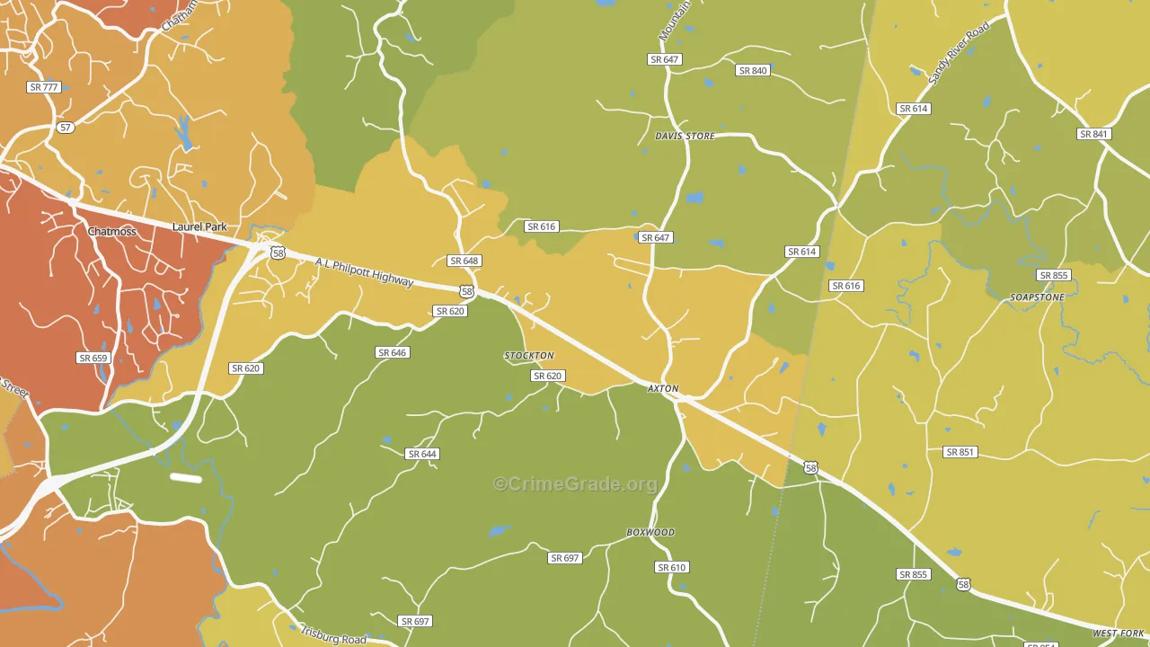 Axton, VA Map of Vandalism Rates