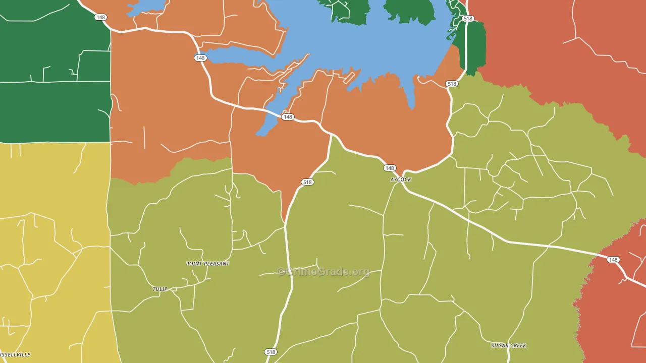 Aycock, LA Map of Vandalism Rates