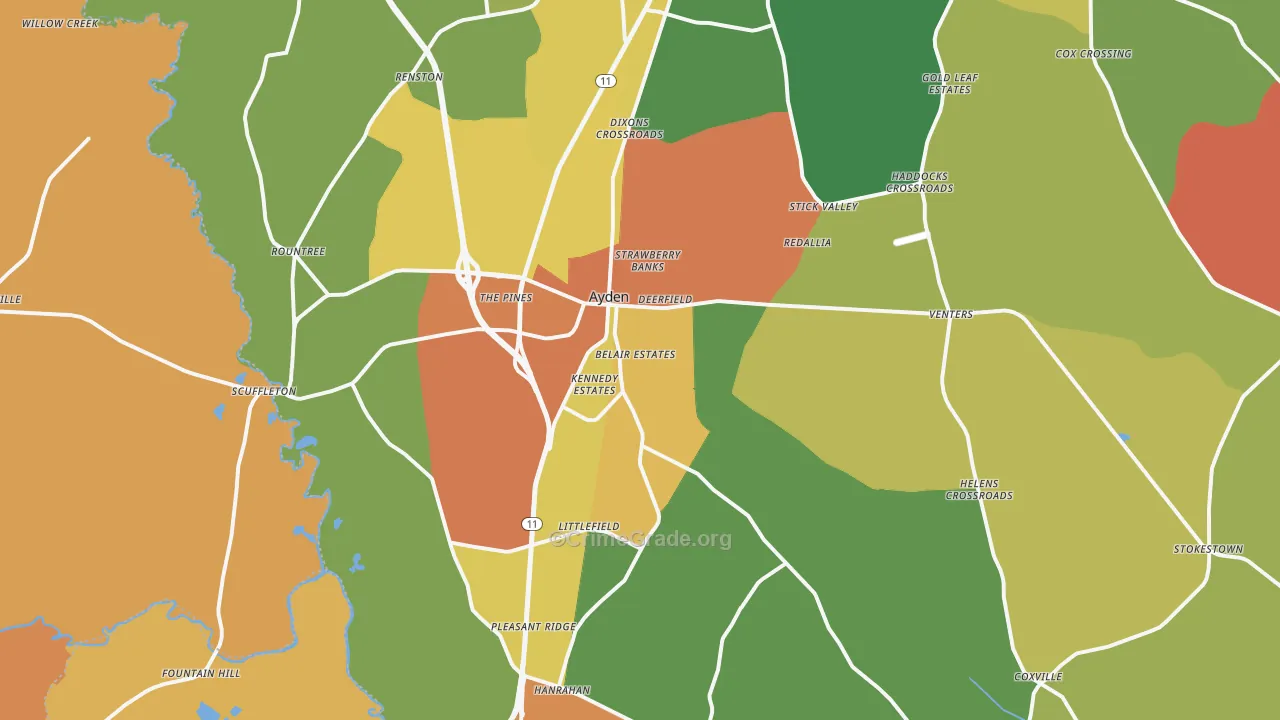 Ayden, NC Map of Vandalism Rates