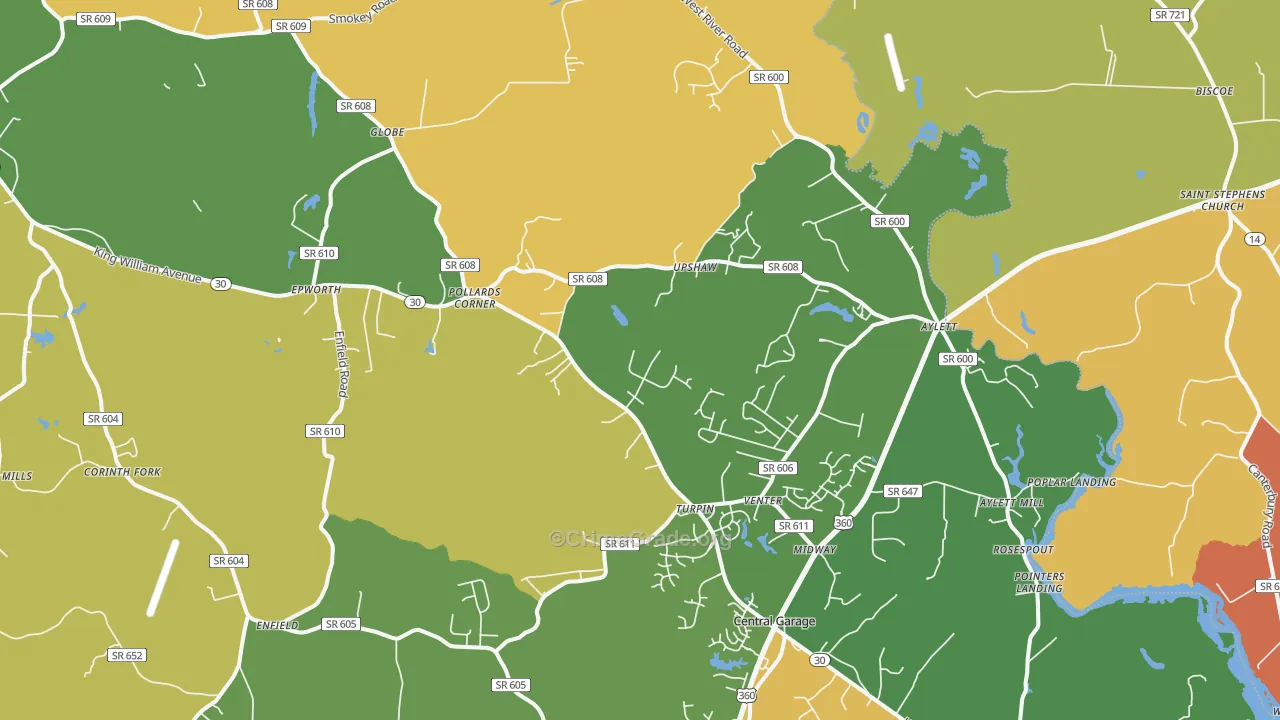 Aylett, VA Map of Vandalism Rates