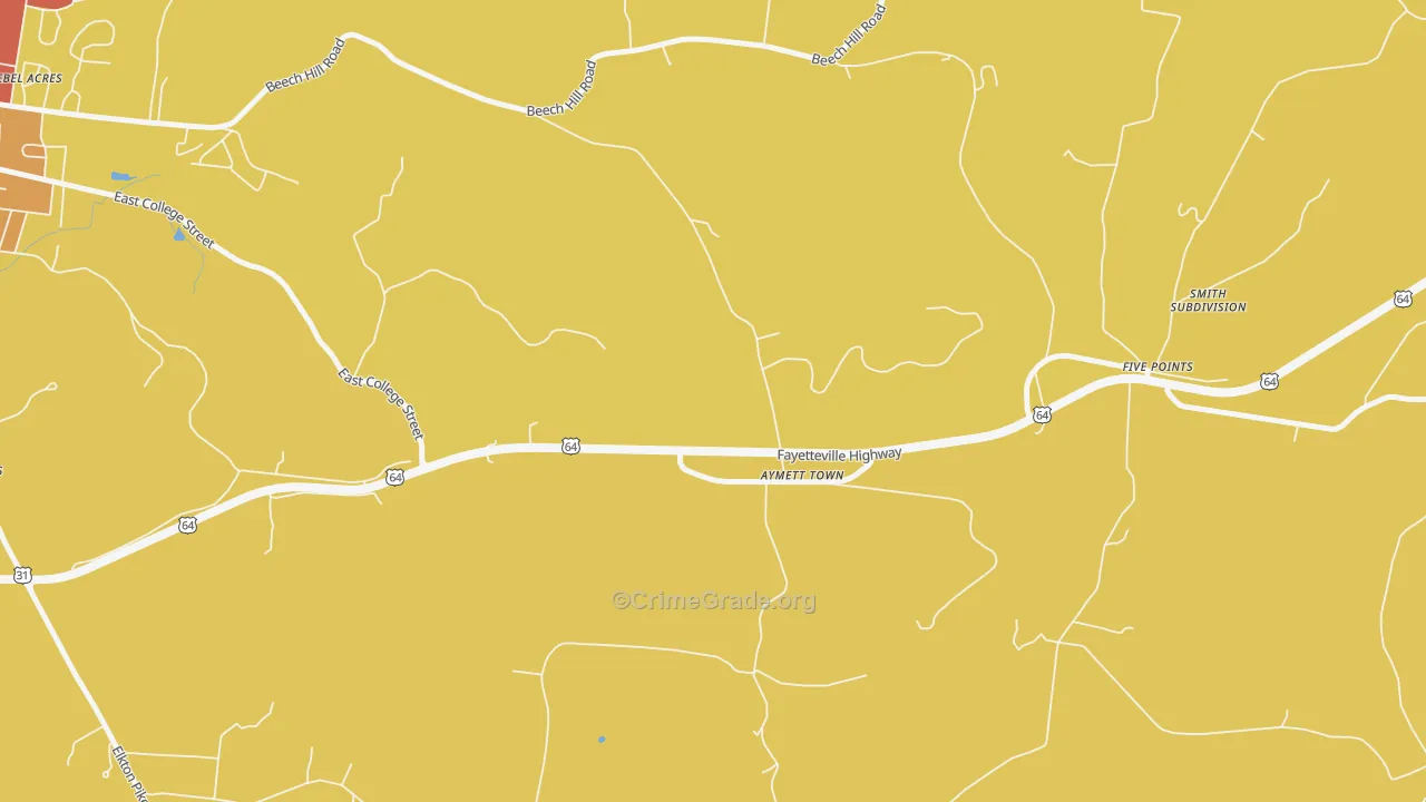 Aymett Town, TN Map of Vandalism Rates