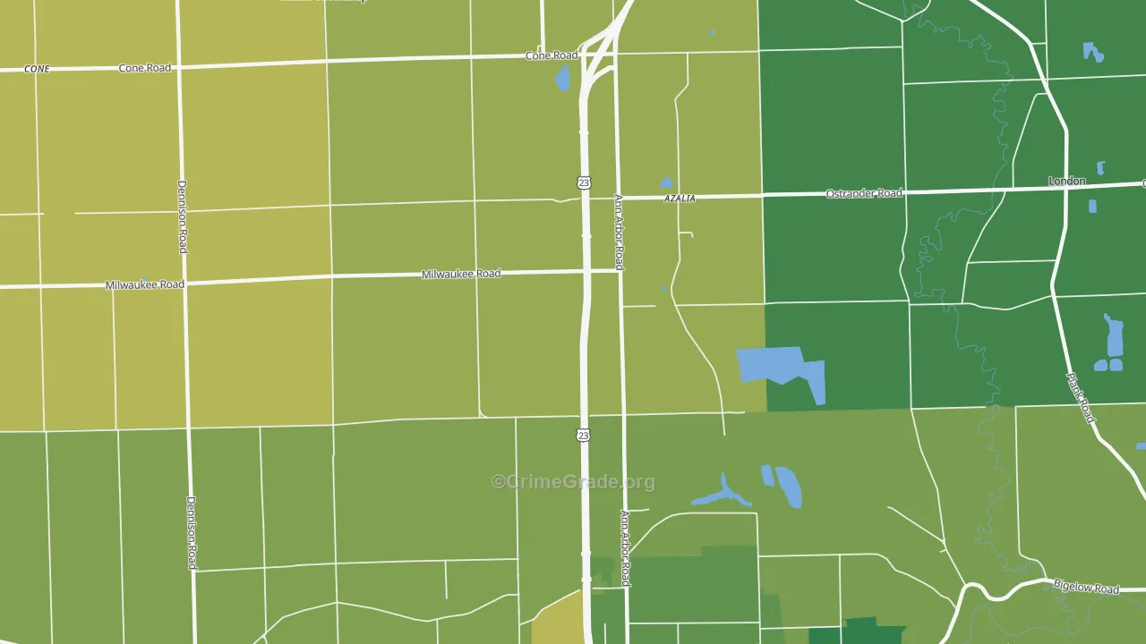 Azalia, MI Map of Vandalism Rates