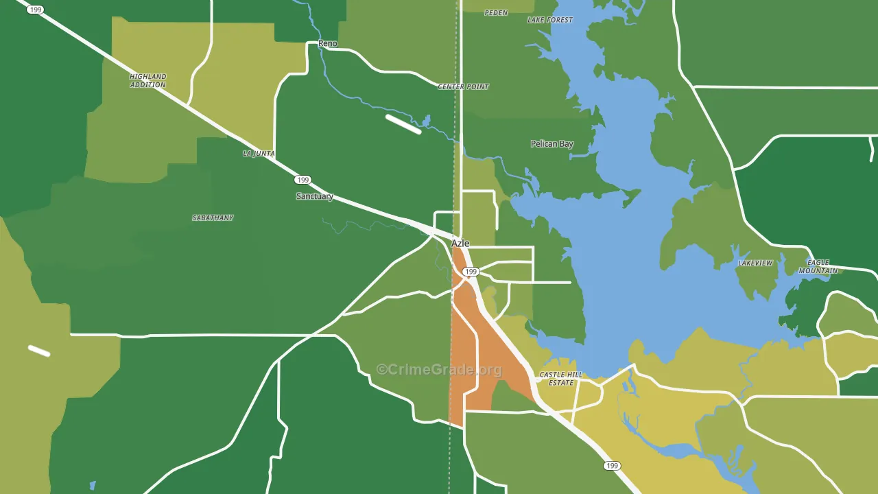 Azle, TX Map of Vandalism Rates