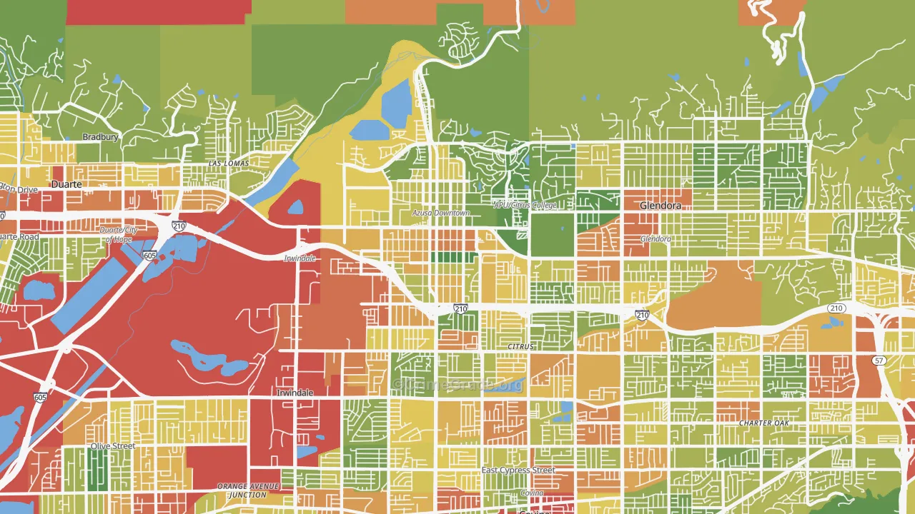 Azusa, CA Map of Vandalism Rates