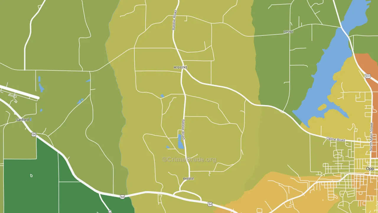 Babbie, AL Map of Vandalism Rates