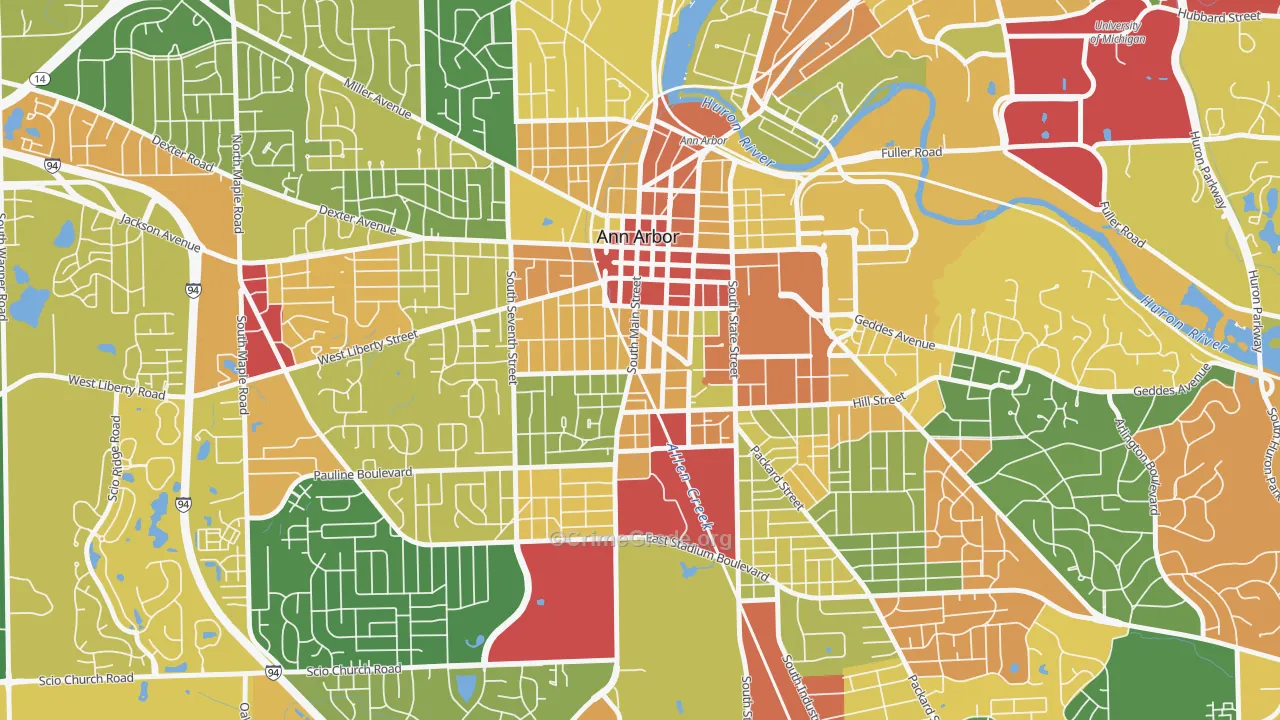 Bach, Ann Arbor, MI Map of Vandalism Rates