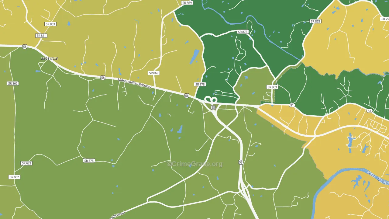 Bachelors Hall, VA Map of Vandalism Rates