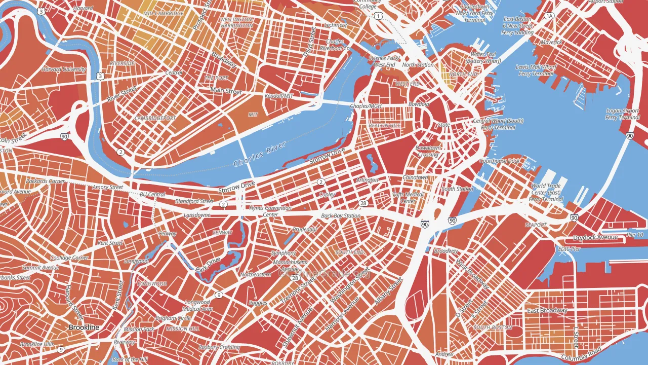 Back Bay, Boston, MA Map of Vandalism Rates