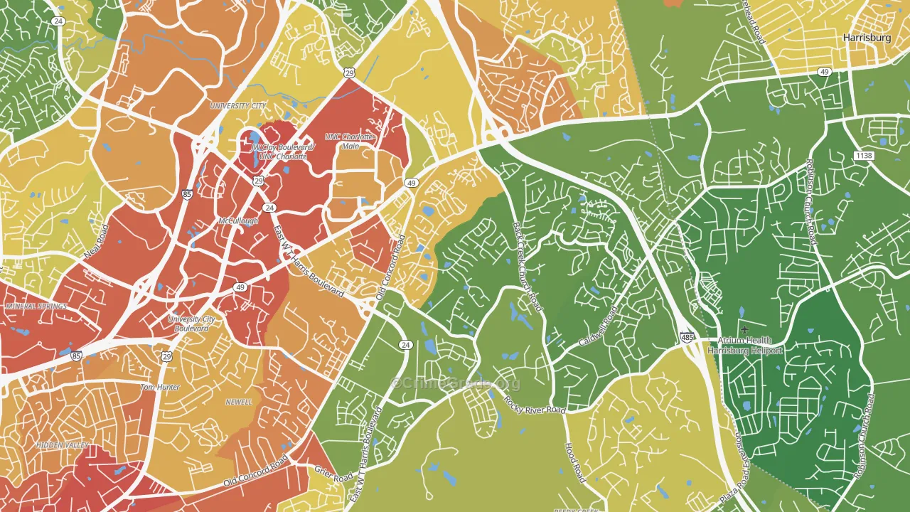 Back Creek Church Road, Charlotte, NC Map of Vandalism Rates