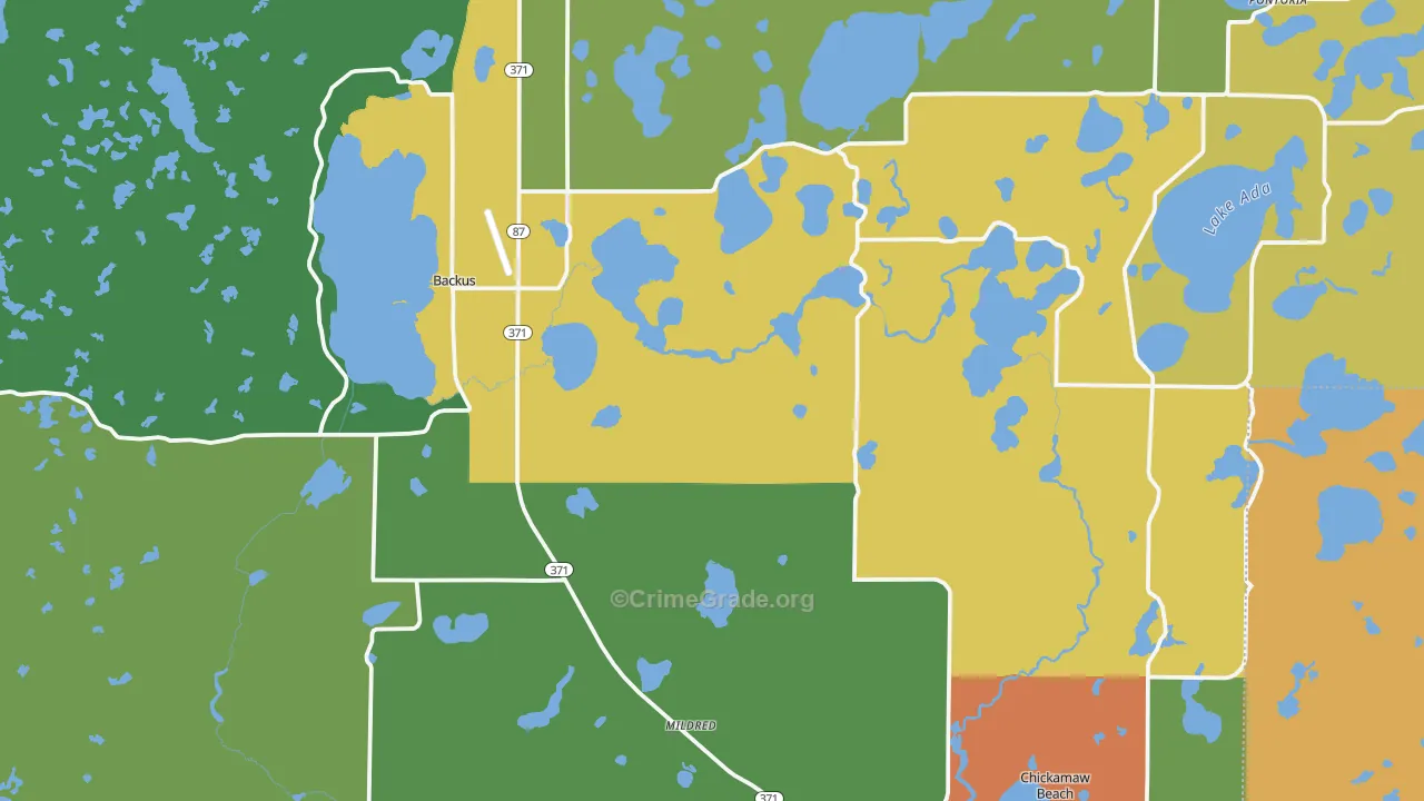 Backus, MN Map of Vandalism Rates