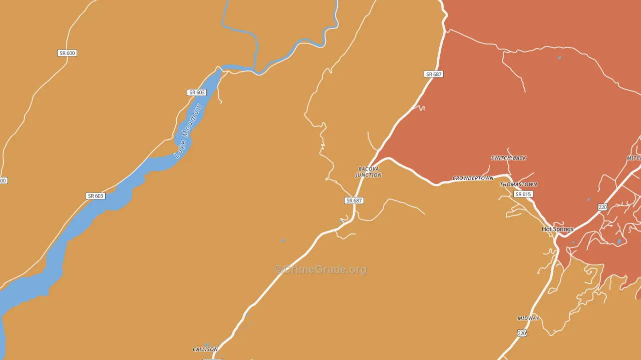 Bacova Junction, VA Map of Vandalism Rates