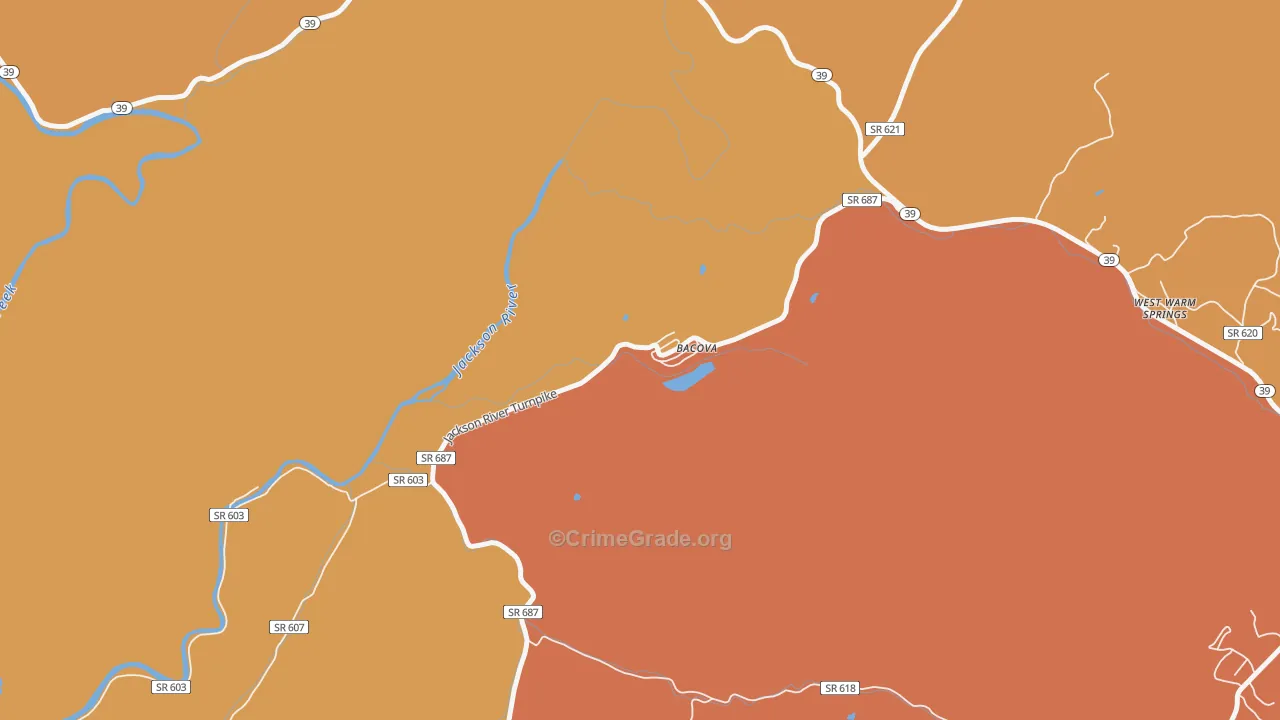 Bacova, VA Map of Vandalism Rates