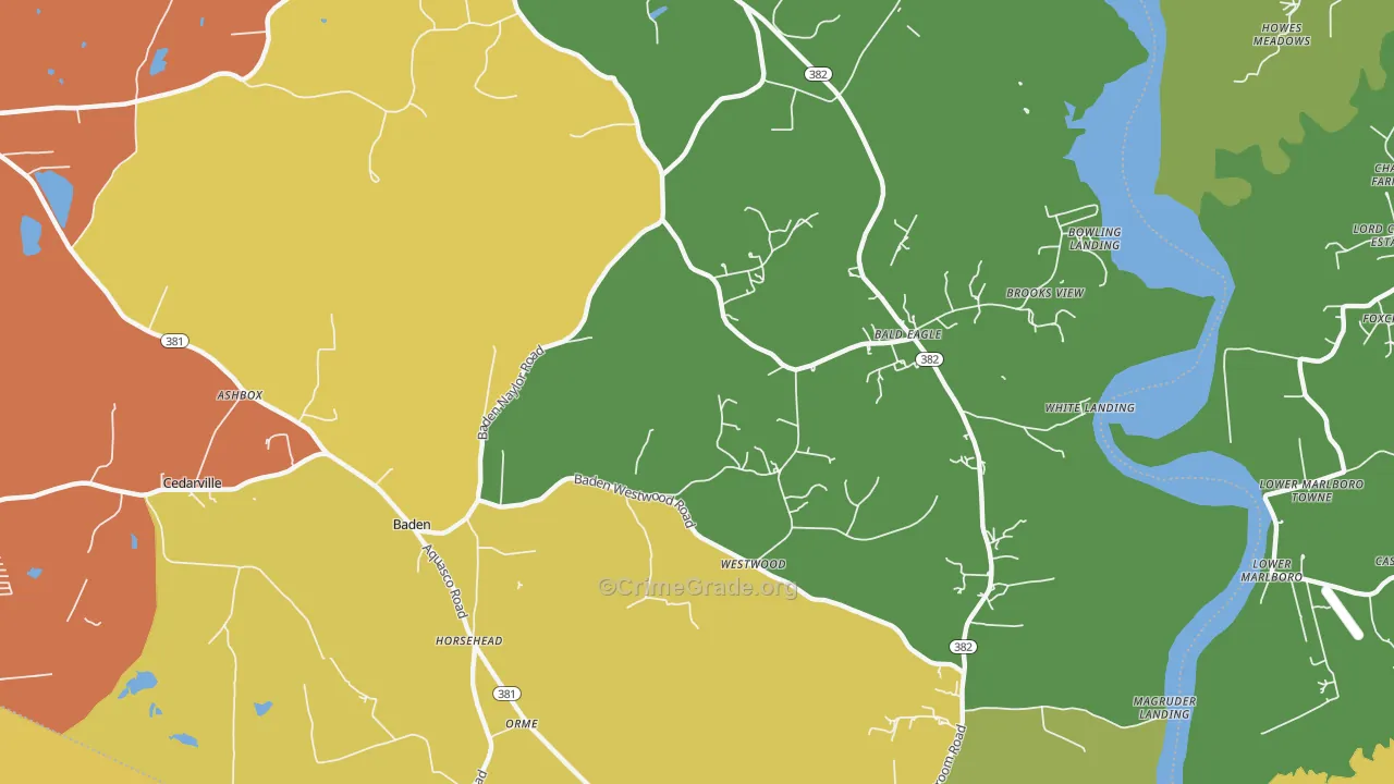 Baden, MD Map of Vandalism Rates